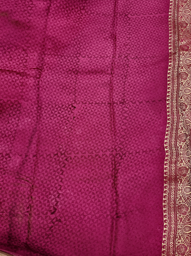 Wine Purple Organza Satin Silk Saree