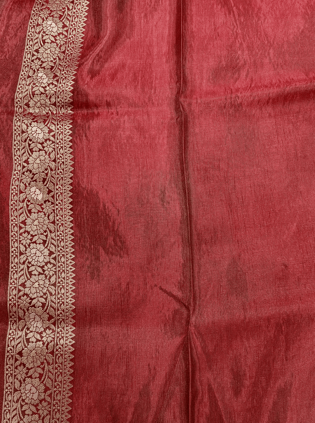 Rose Red Georgette Tissue Silk Saree