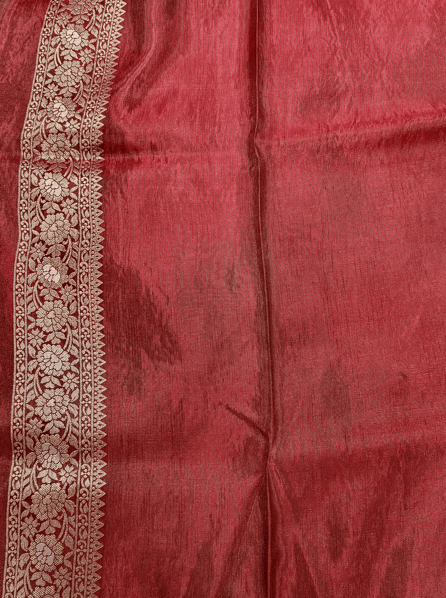 Rose Red Georgette Tissue Silk Saree