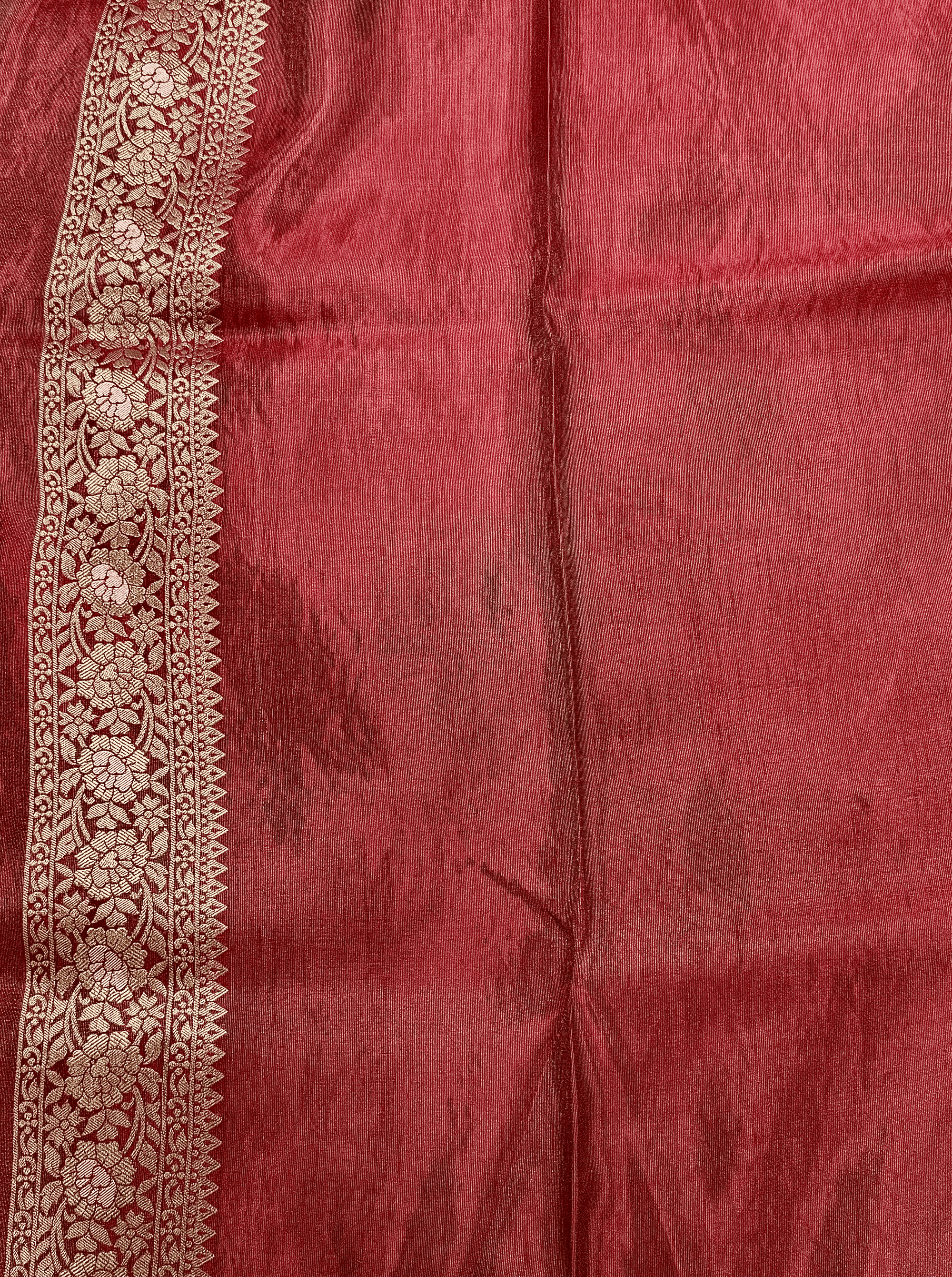 Rose Red Georgette Tissue Silk Saree