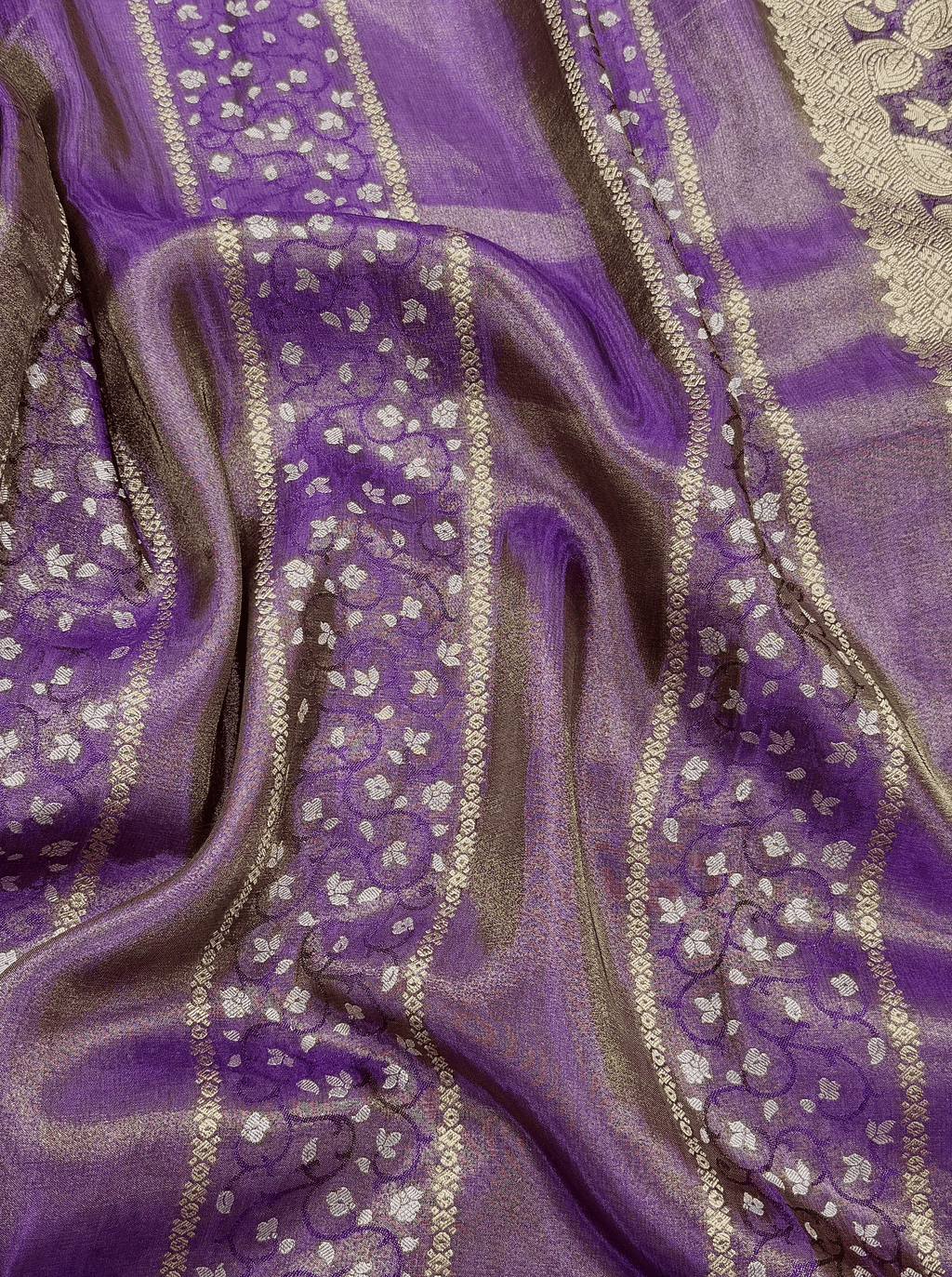 Lavender Purple  Georgette Tissue Silk Saree