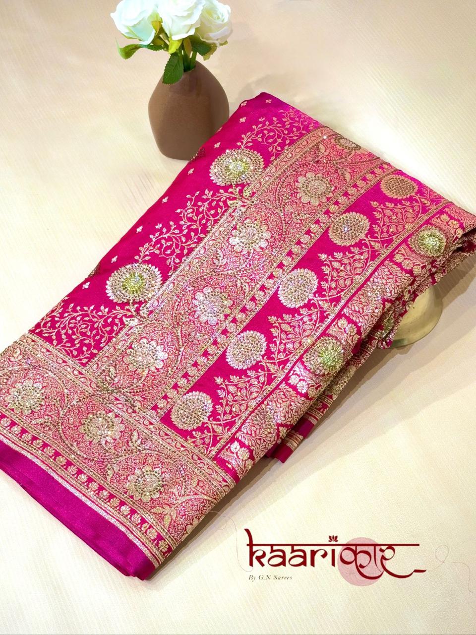 Premium Banarasi Saree with Swarovski Stone Work