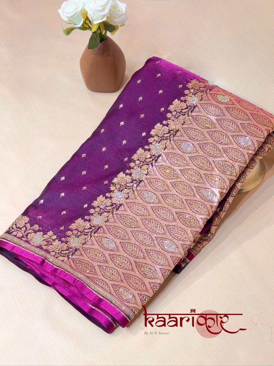 Premium Banarasi Saree with Swarovski Stone Work
