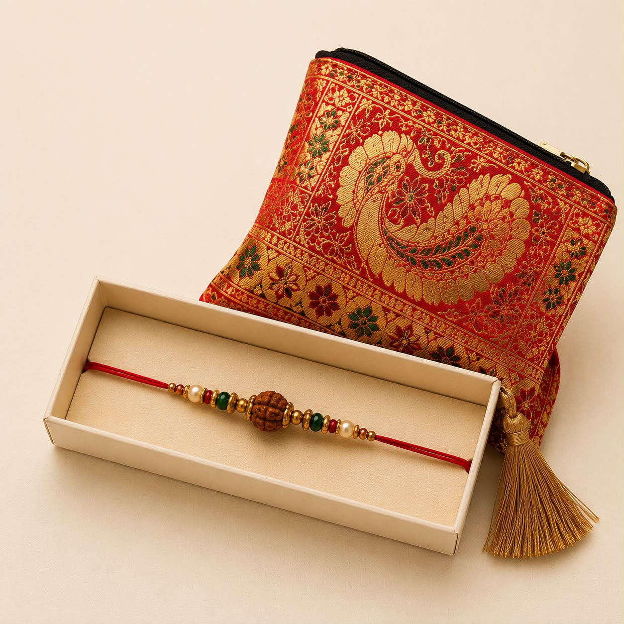 Banarasi Pouch & Designer Rakhi