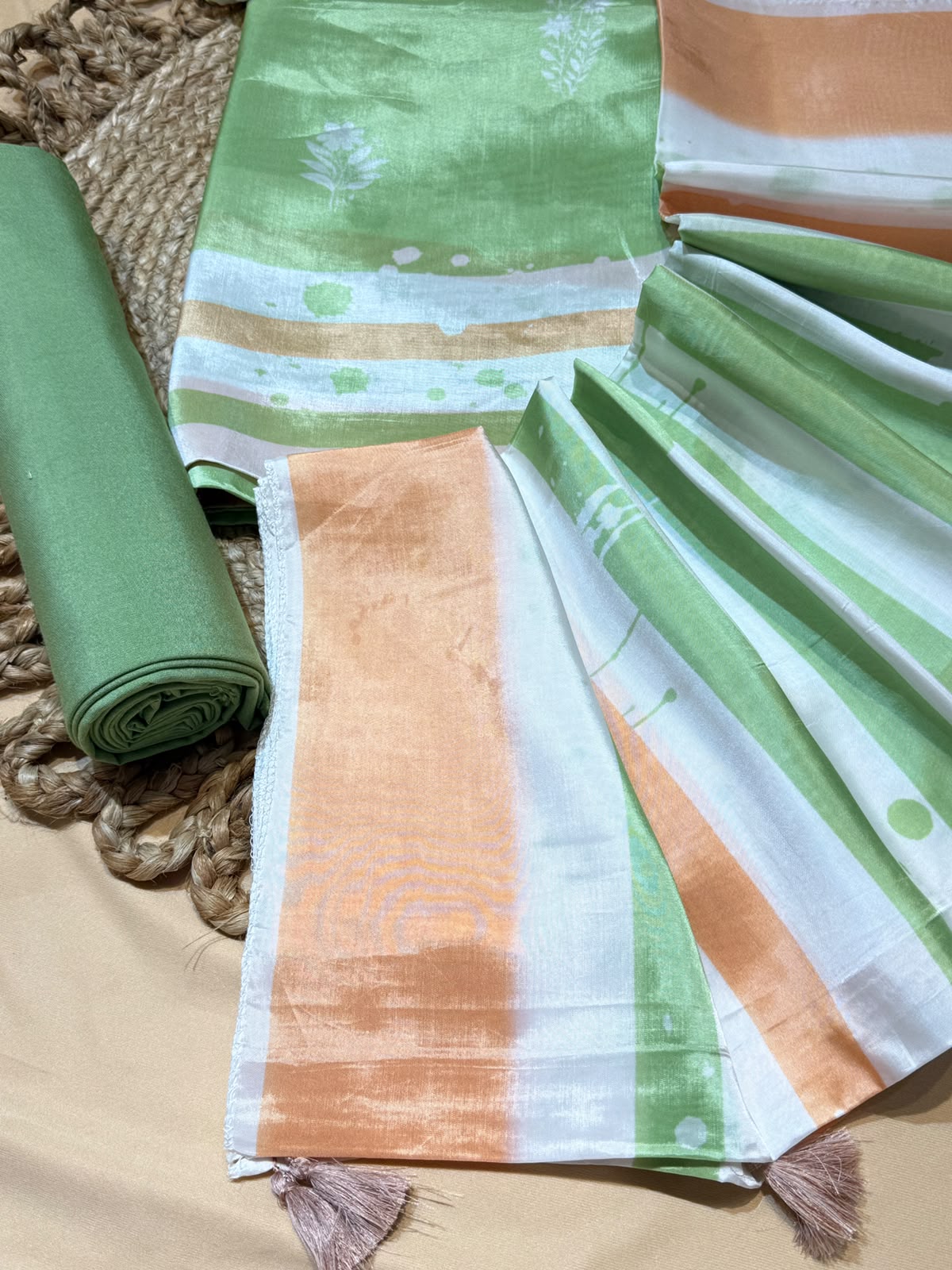 Organza satin with digital print (unstitched)