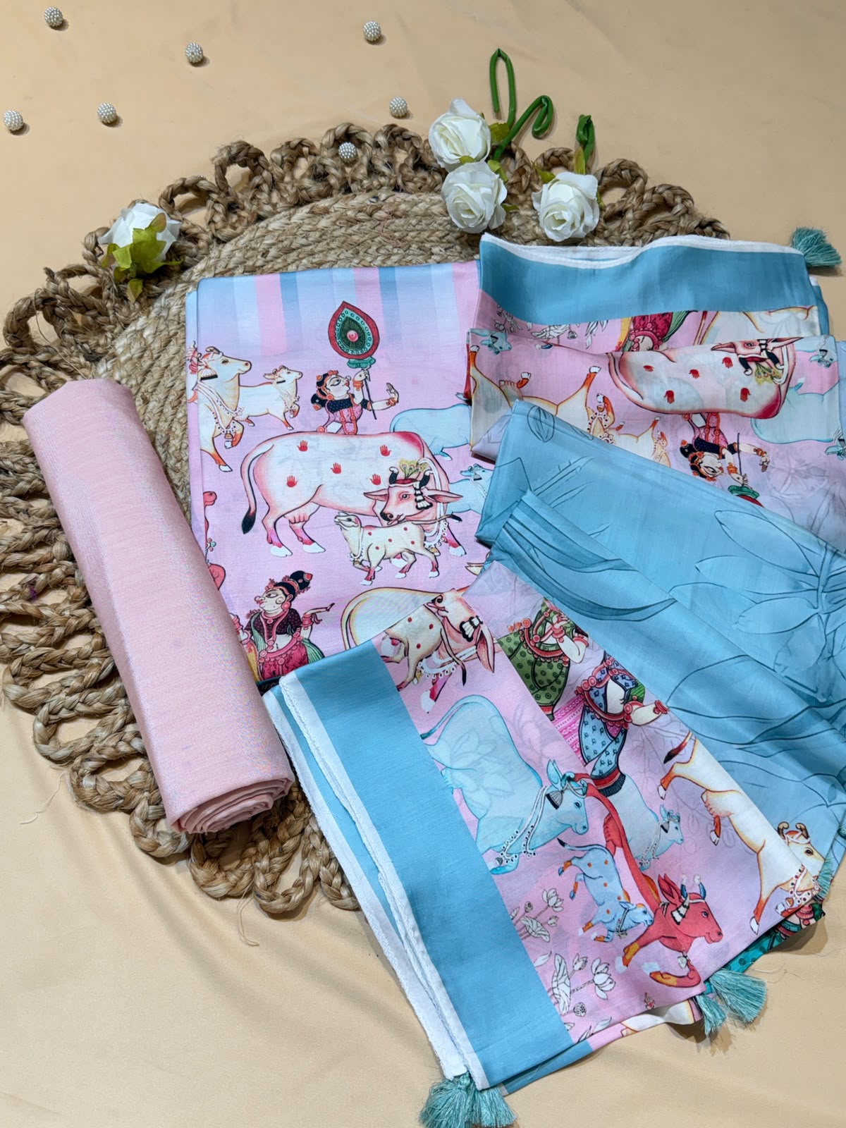 Crepe satin with digital print (unstitched)