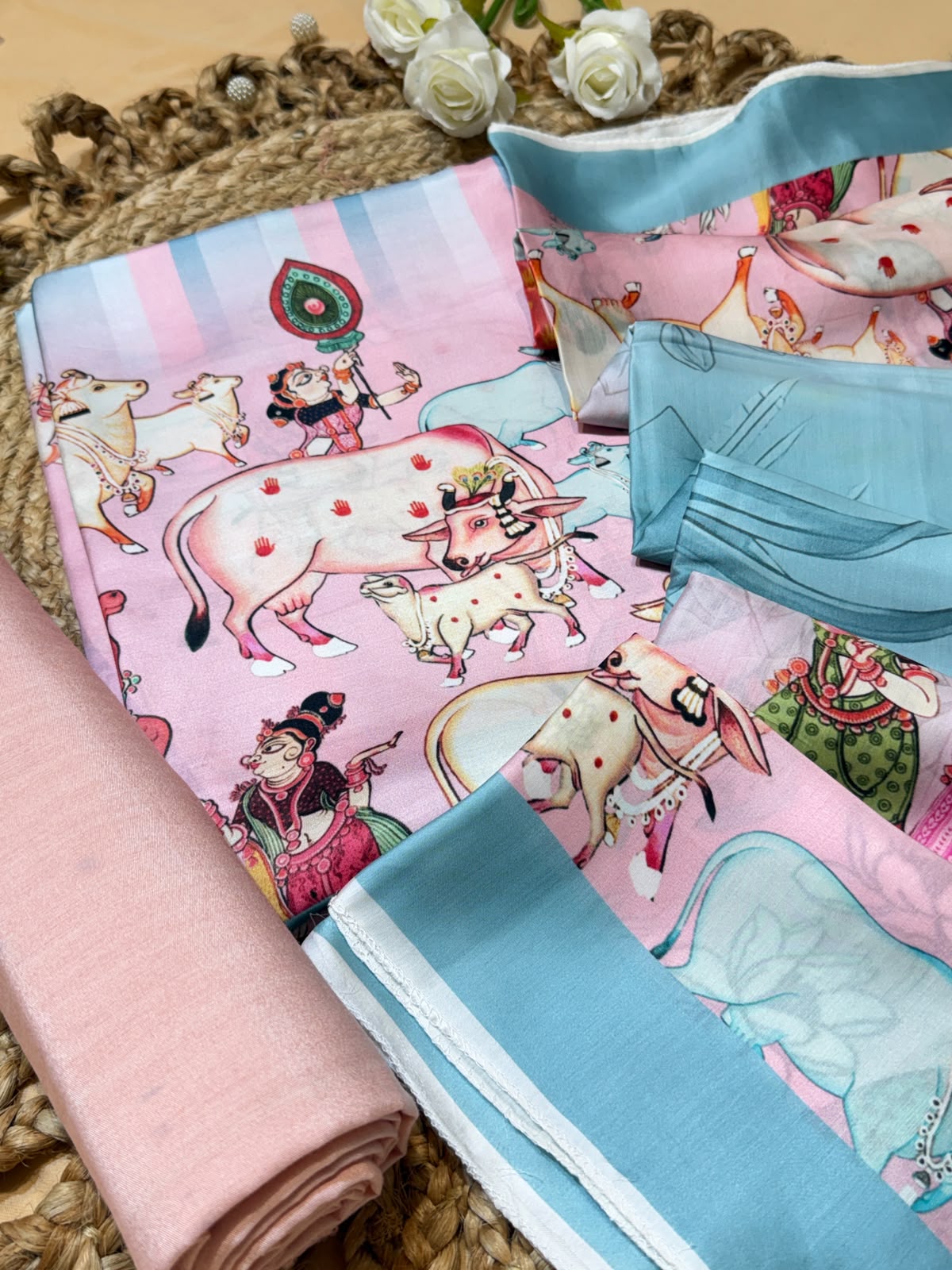 Crepe satin with digital print (unstitched)