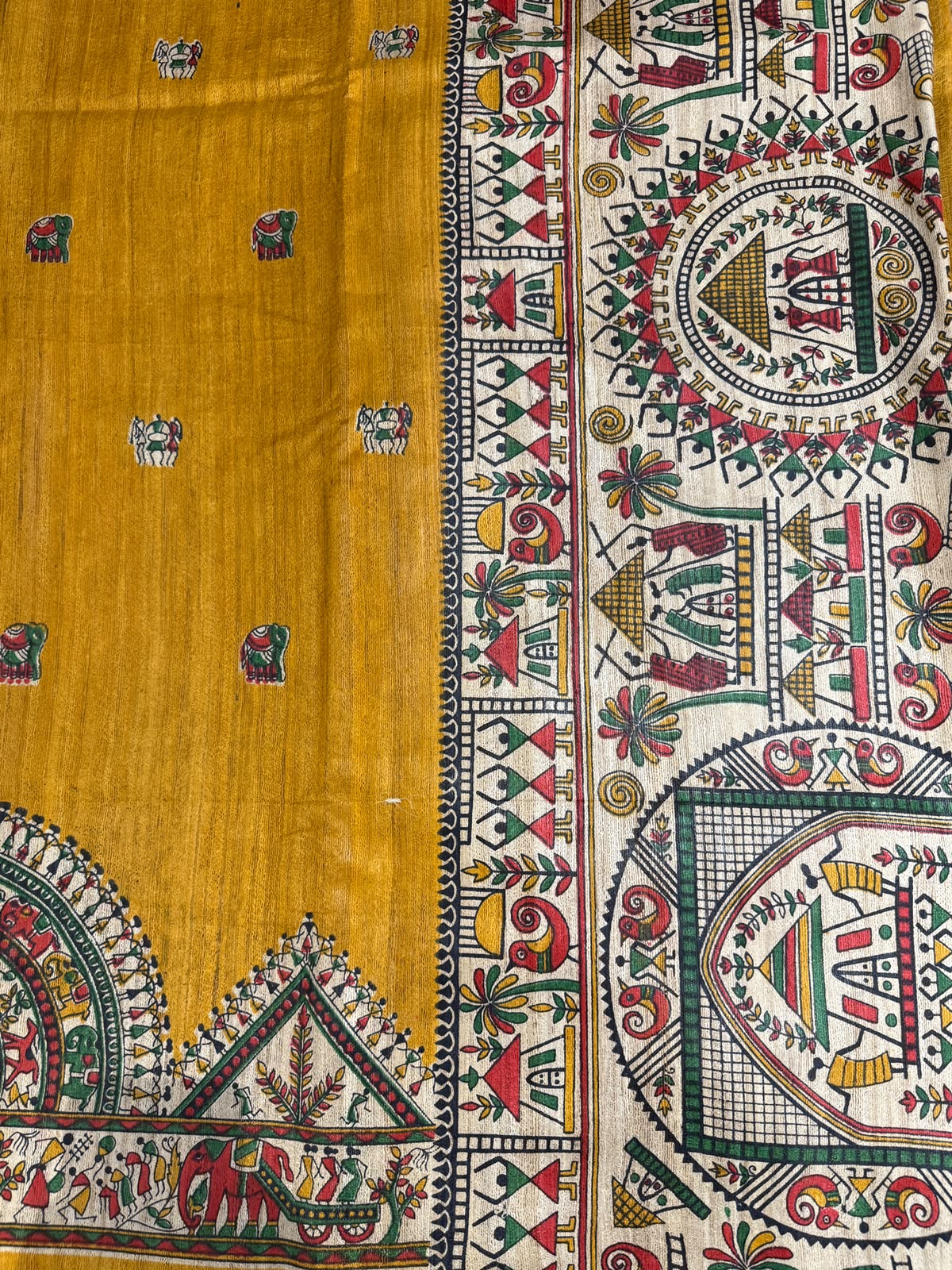 Pure Tusser Matka Madhubani Print Saree