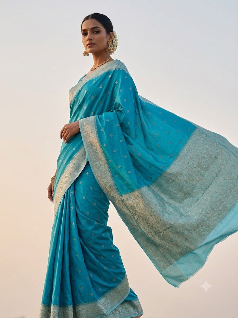 Mashroo Satin Contrast Pallu & Border Saree