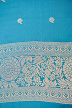 Steel Blue Mashroo Silk Saree with Zari Buti and Ornate Border