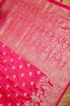 Rose Pink Mashroo Silk Saree with Zari Buti and Ornate Border