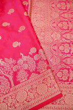 Rose Pink Mashroo Silk Saree with Zari Buti and Ornate Border