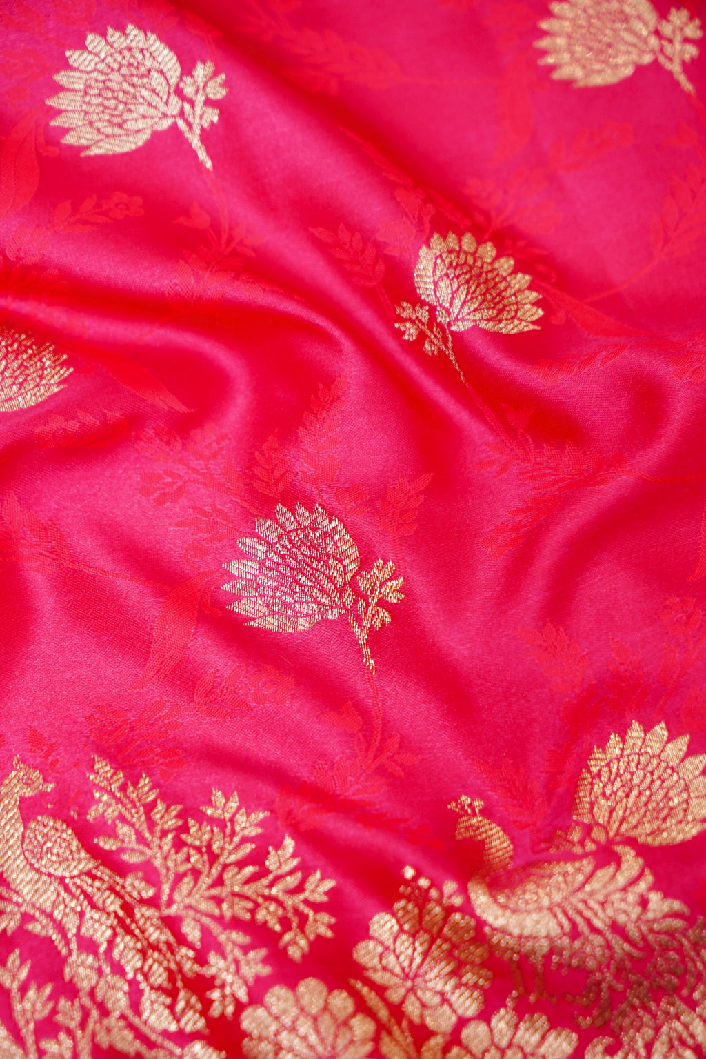 Rose Pink Mashroo Silk Saree with Zari Buti and Ornate Border