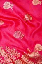 Rose Pink Mashroo Silk Saree with Zari Buti and Ornate Border