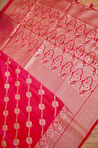 Rani Pink Mashroo Silk Saree with Zari Buti and Ornate Border