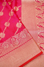 Rani Pink Mashroo Silk Saree with Zari Buti and Ornate Border