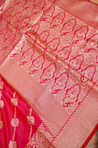 Rani Pink Mashroo Silk Saree with Zari Buti and Ornate Border