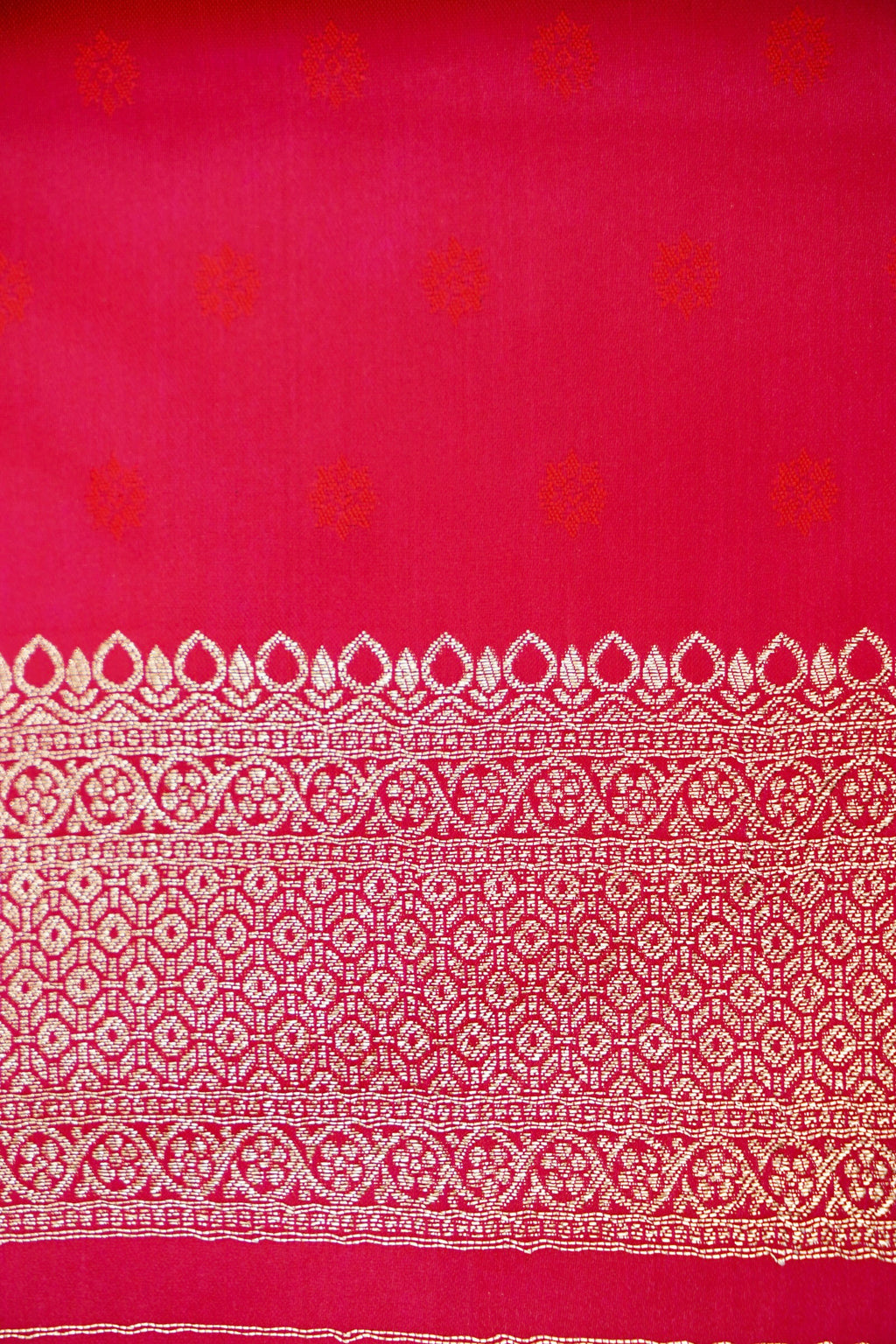 Rani Pink Mashroo Silk Saree with Zari Buti and Ornate Border