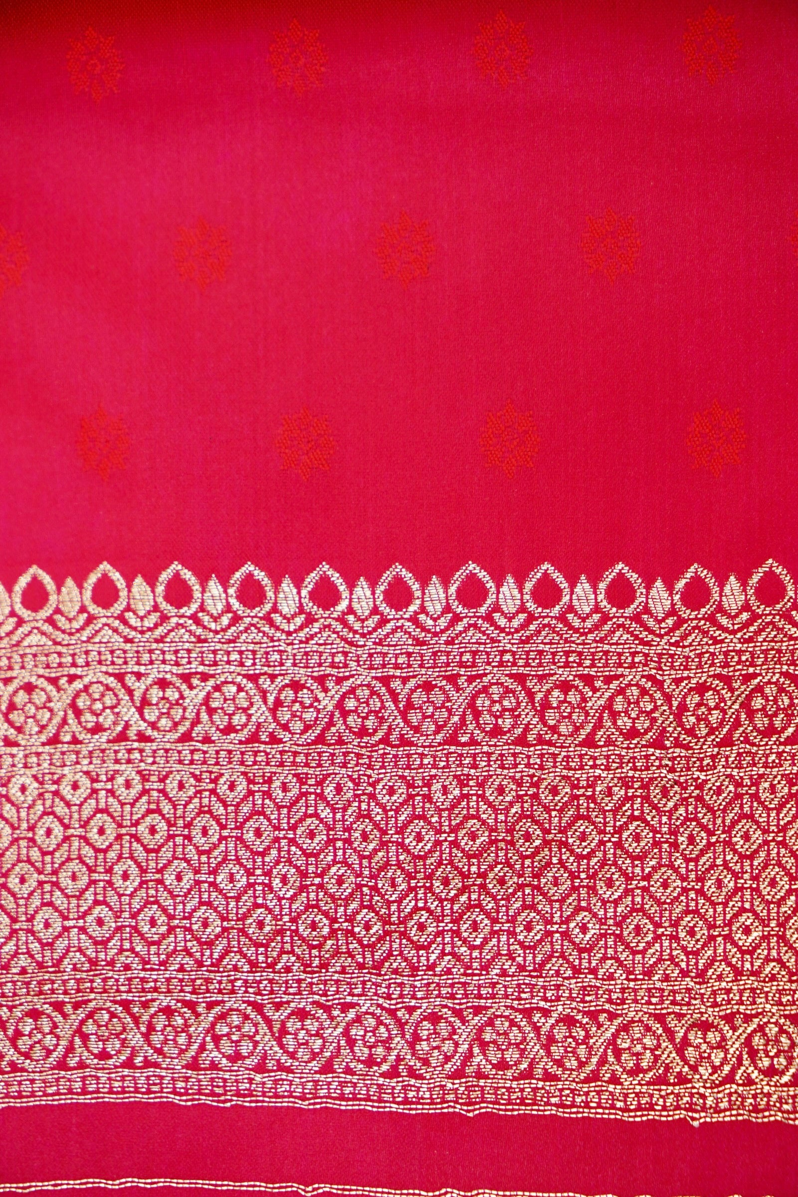 Rani Pink Mashroo Silk Saree with Zari Buti and Ornate Border