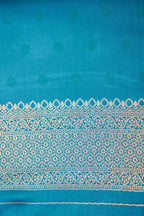Turquoise Blue Mashroo Silk Saree with Zari Buti and Ornate Border