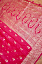 Hot Pink Mashroo Silk Saree with Zari Buti and Ornate Border