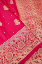 Hot Pink Mashroo Silk Saree with Zari Buti and Ornate Border