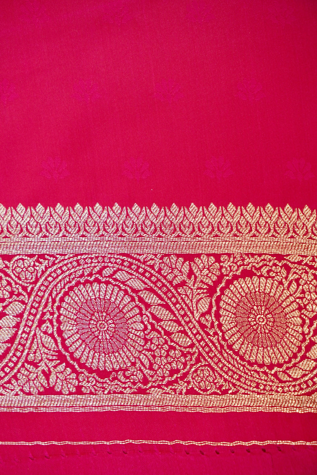Hot Pink Mashroo Silk Saree with Zari Buti and Ornate Border