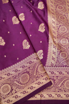Royal Purple Mashroo Silk Saree with Zari Buti and Ornate Border