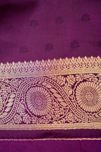 Royal Purple Mashroo Silk Saree with Zari Buti and Ornate Border