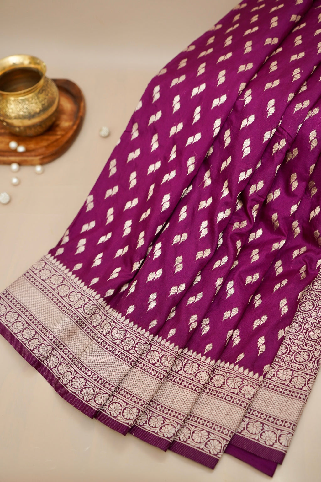 Rani Pink Katan Silk Fancy Saree with Zari Buti and Ornate Border