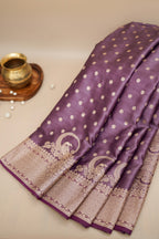 Lavender Mashroo Silk Saree with Zari Buti and  Rich Border