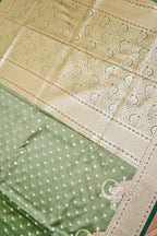 Olive Green Mashroo Silk Saree with Zari Buti and Ornate Border