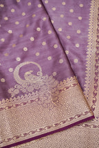 Lavender Mashroo Silk Saree with Zari Buti and  Rich Border