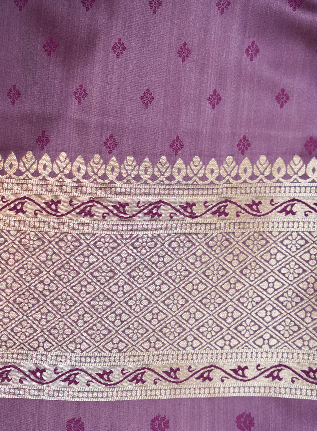 Lavender Mashroo Silk Saree with Zari Buti and  Rich Border
