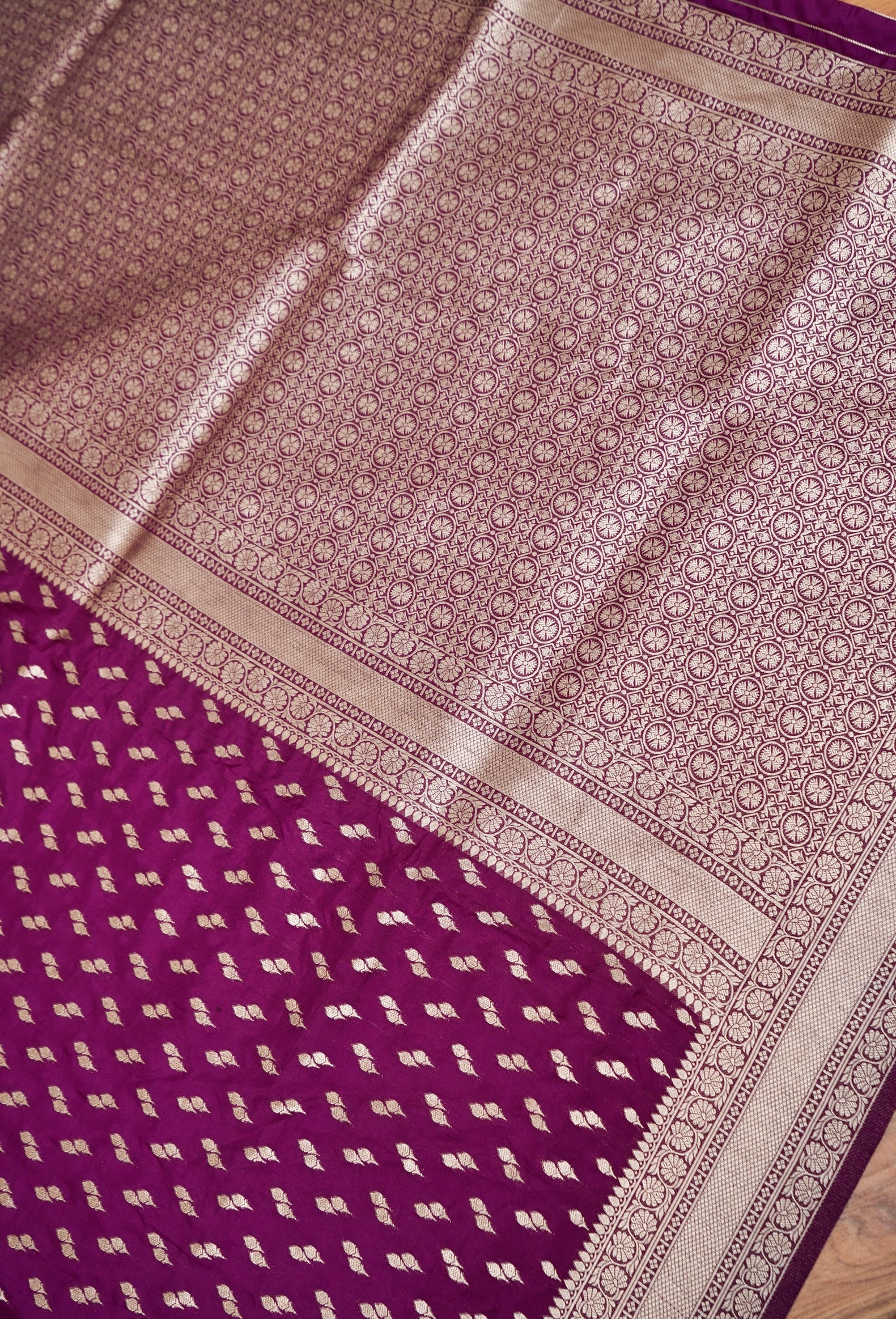 Rani Pink Katan Silk Fancy Saree with Zari Buti and Ornate Border