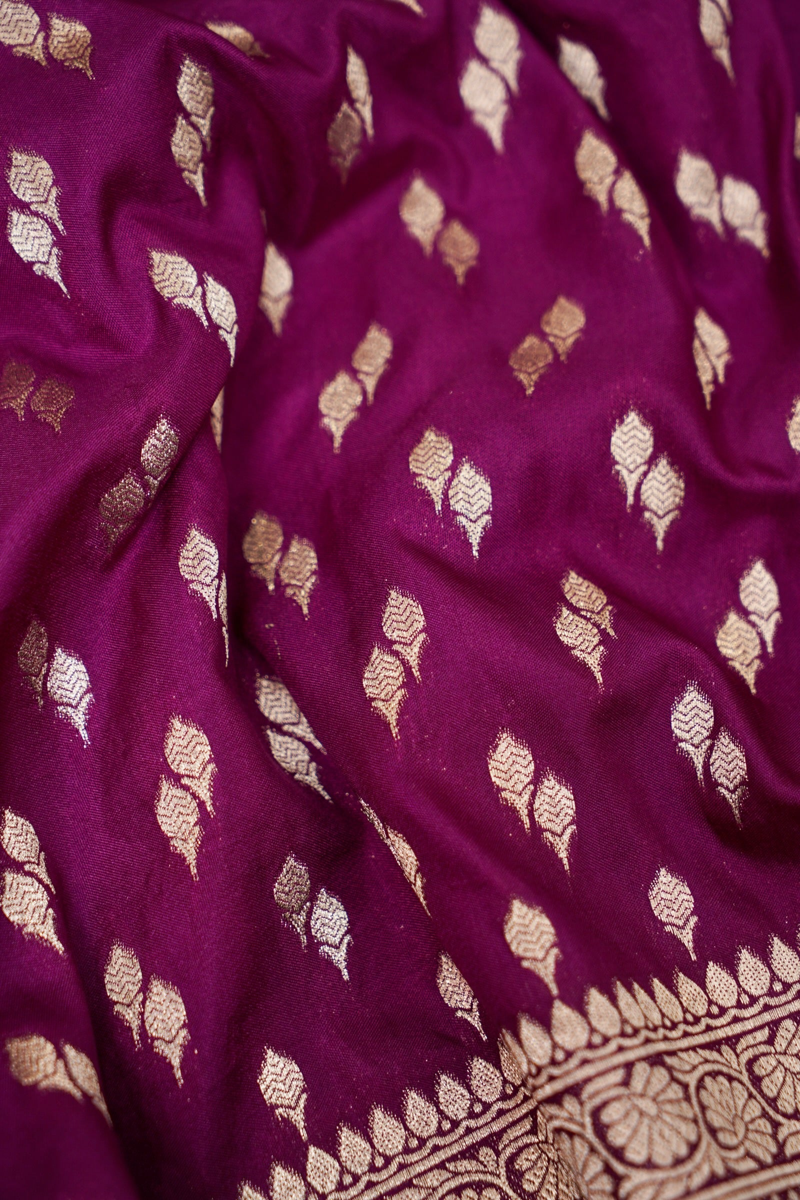 Rani Pink Katan Silk Fancy Saree with Zari Buti and Ornate Border