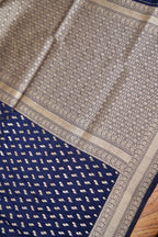 Navy Blue Katan Silk Fancy Saree with Zari Buti and Ornate Border