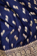 Navy Blue Katan Silk Fancy Saree with Zari Buti and Ornate Border