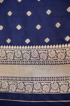 Navy Blue Katan Silk Fancy Saree with Zari Buti and Ornate Border