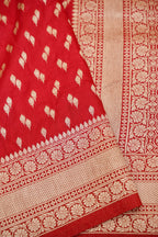 Vermilion Red Katan Silk Fancy Saree with Zari Buti and Ornate Border