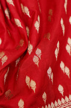 Vermilion Red Katan Silk Fancy Saree with Zari Buti and Ornate Border