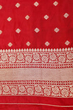 Vermilion Red Katan Silk Fancy Saree with Zari Buti and Ornate Border