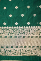 Emerald Green Katan Silk Fancy Saree with Zari Buti and Ornate Border