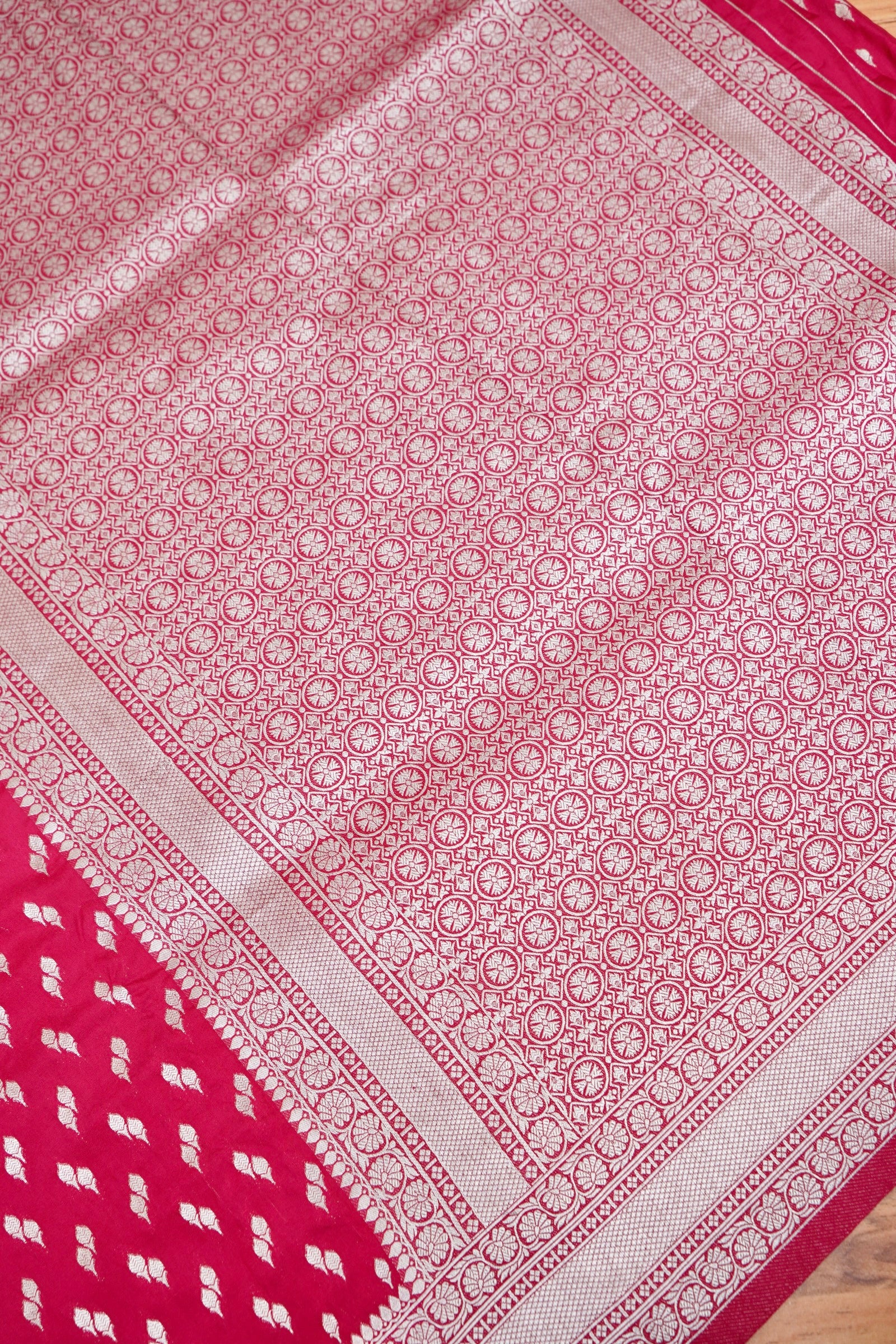 Red Katan Silk Fancy Saree with Zari Buti and Ornate Border