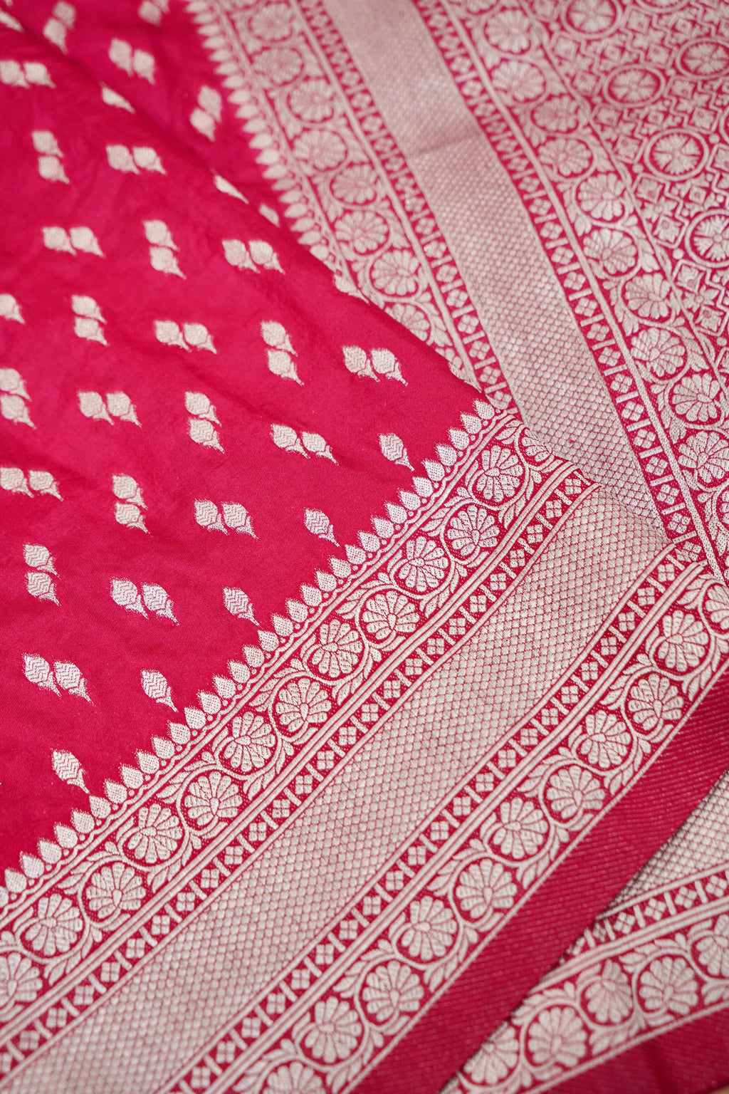 Red Katan Silk Fancy Saree with Zari Buti and Ornate Border