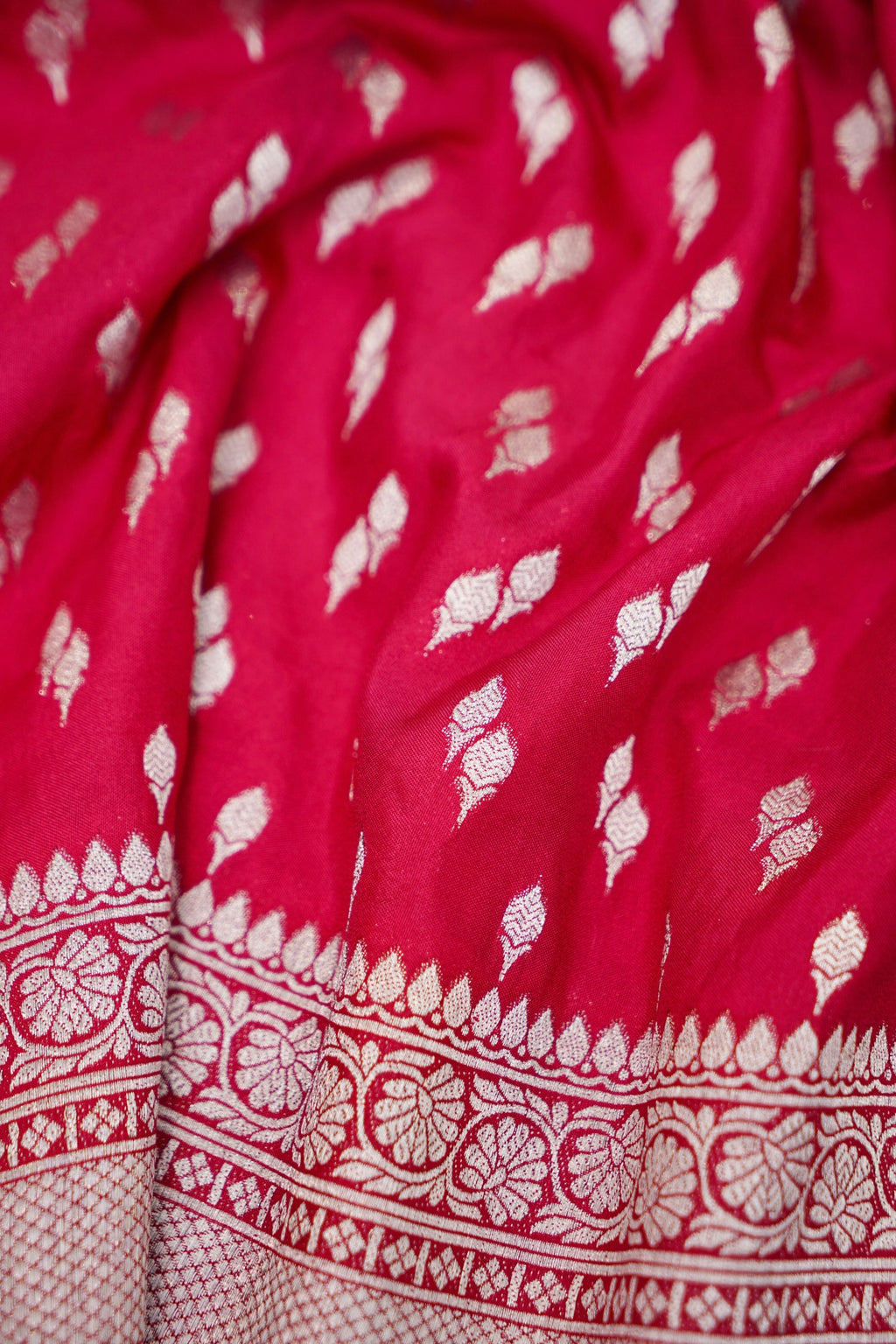 Red Katan Silk Fancy Saree with Zari Buti and Ornate Border