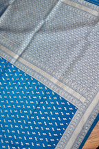 Steel Blue Katan Silk Fancy Saree with Zari Buti and Ornate Border