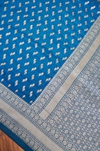 Steel Blue Katan Silk Fancy Saree with Zari Buti and Ornate Border
