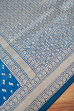 Steel Blue Katan Silk Fancy Saree with Zari Buti and Ornate Border