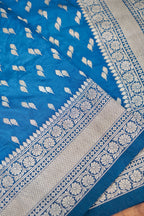 Steel Blue Katan Silk Fancy Saree with Zari Buti and Ornate Border